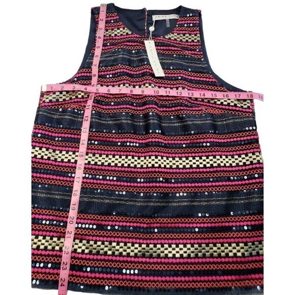 Trina Turk Sequined Blouse Top Women's 6 SMALL Pink Blue Orange Gold Embroidered - Picture 4 of 12